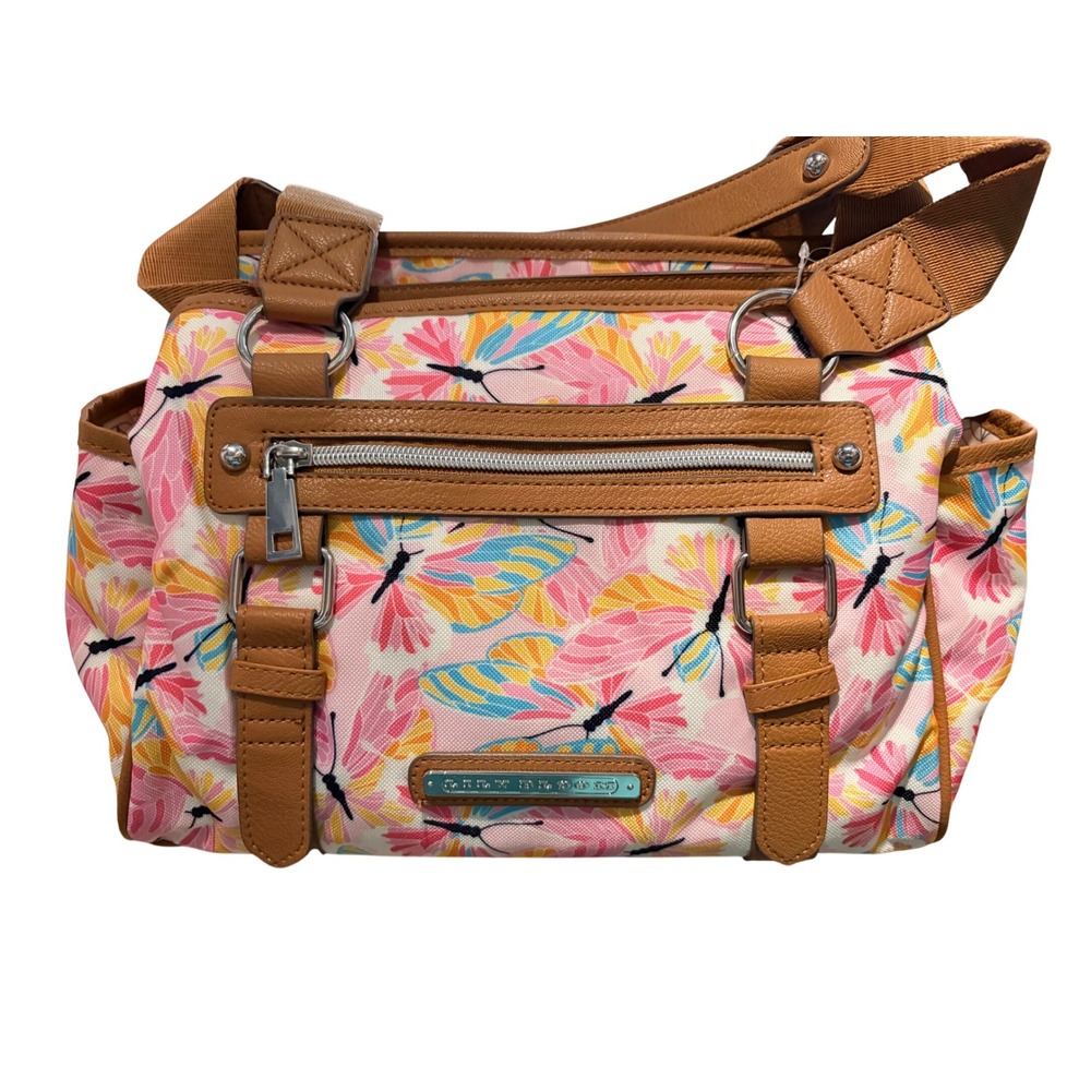 Lily Bloom Landon Satchel Stain Glass Butter Butterfly Recycled Fabric Handbag